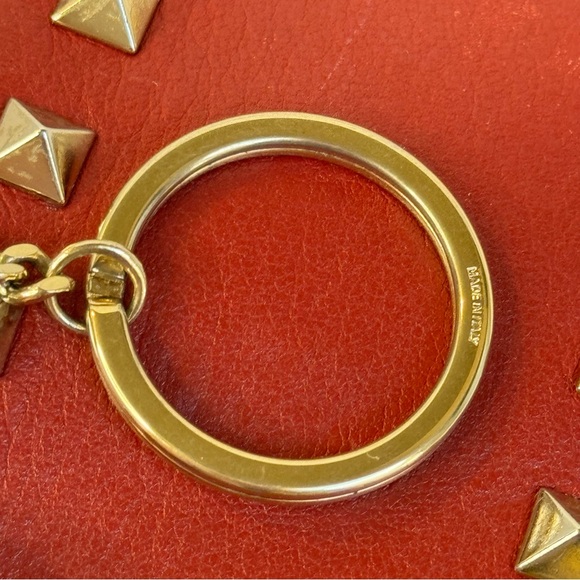 VALENTINO GARAVANI Red Rockstud Unisex Calfskin Key Coin Wallet - Picture 5 of 5